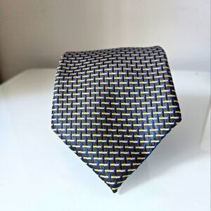 Paul Smith 100% Silk Black, Blue and Yellow Patterned Tie